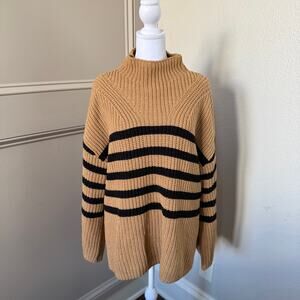 Old Navy Cozy Mock-Neck Tunic Sweater Tan and Black Size Large -K0191